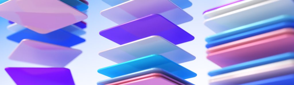Abstract 3D rendering of colourful, floating, layered squares with a soft gradient background suggesting complex, layered criteria and decisions.